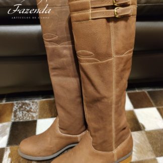 Bota Hebillada & Bordada Cuero Engrasado