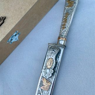 Cuchillo & Vaina Plata & Oro Hoja 20-22 cms.